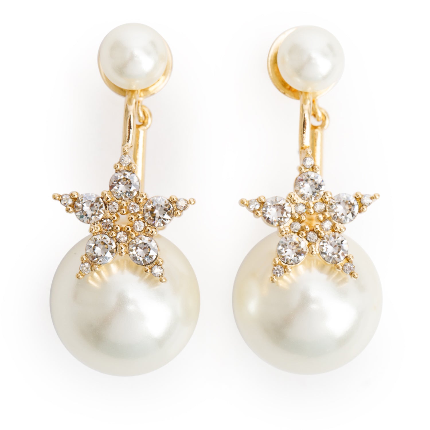 Christian Dior Gold-Plated Metal Faux Pearl & Crystal MyABCDior Tribales Earrings w/ Box