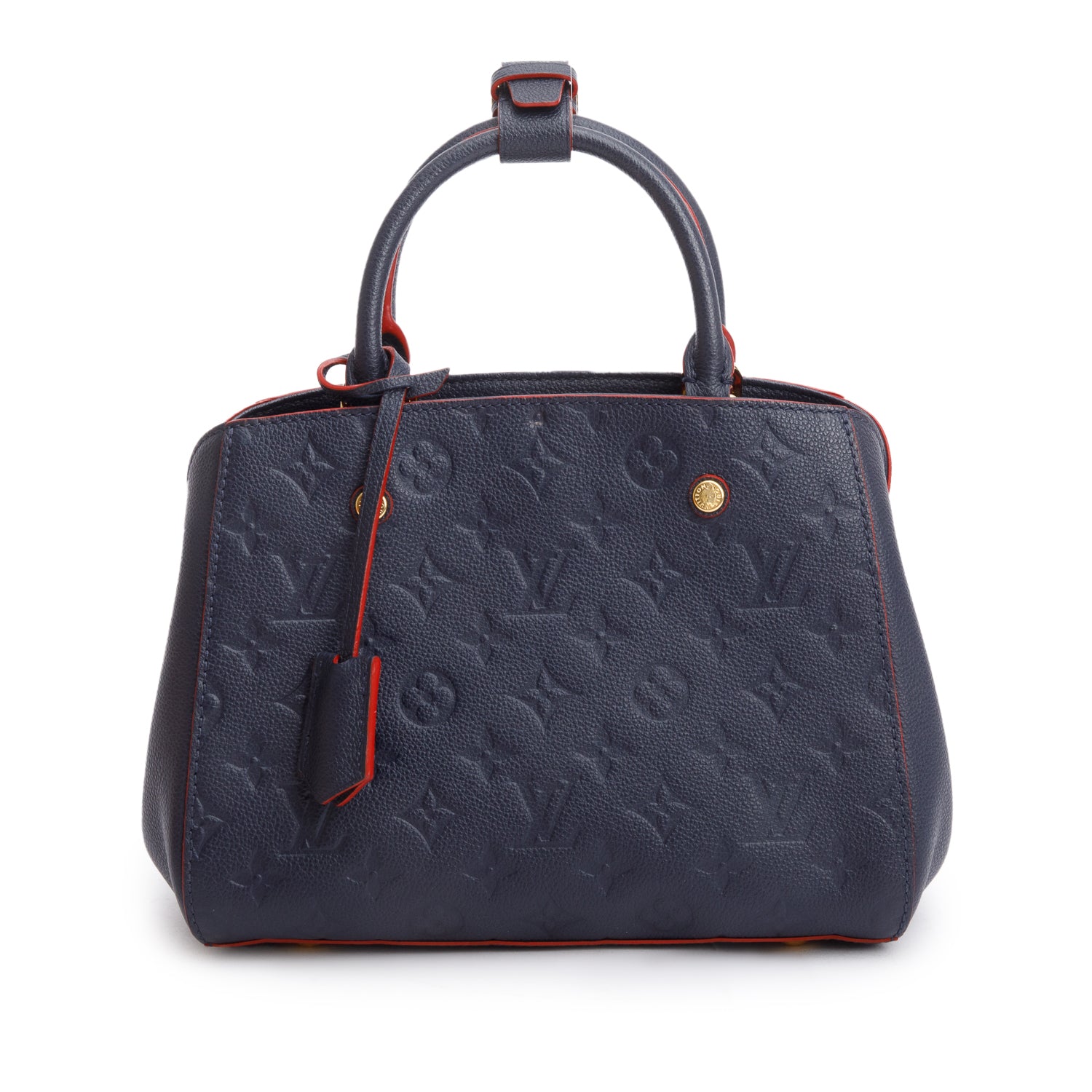 Louis Vuitton Navy Monogram Empreinte Leather Montaigne BB w/ Strap & Box