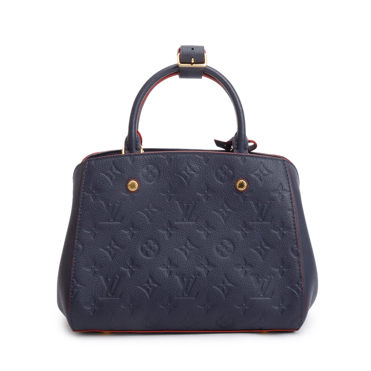 Louis Vuitton Navy Monogram Empreinte Leather Montaigne BB w/ Strap & Box