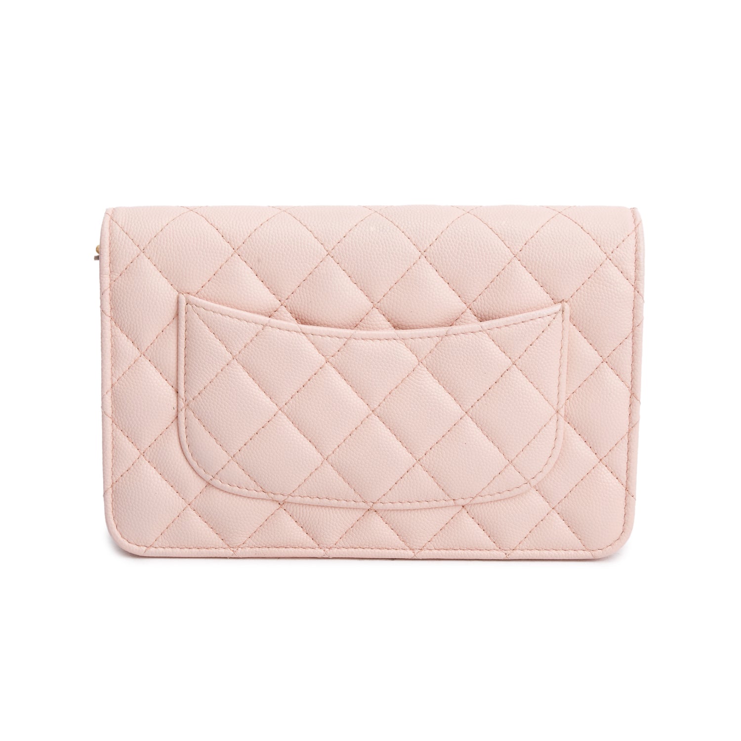 Chanel 2024 Pink Quilted Caviar Leather Camellia Classic Wallet on Chain w/ Box & Receipt