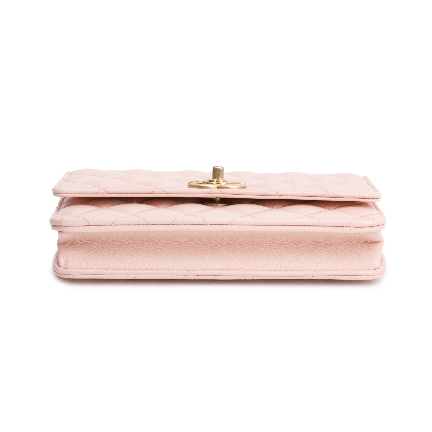Chanel 2024 Pink Quilted Caviar Leather Camellia Classic Wallet on Chain w/ Box & Receipt