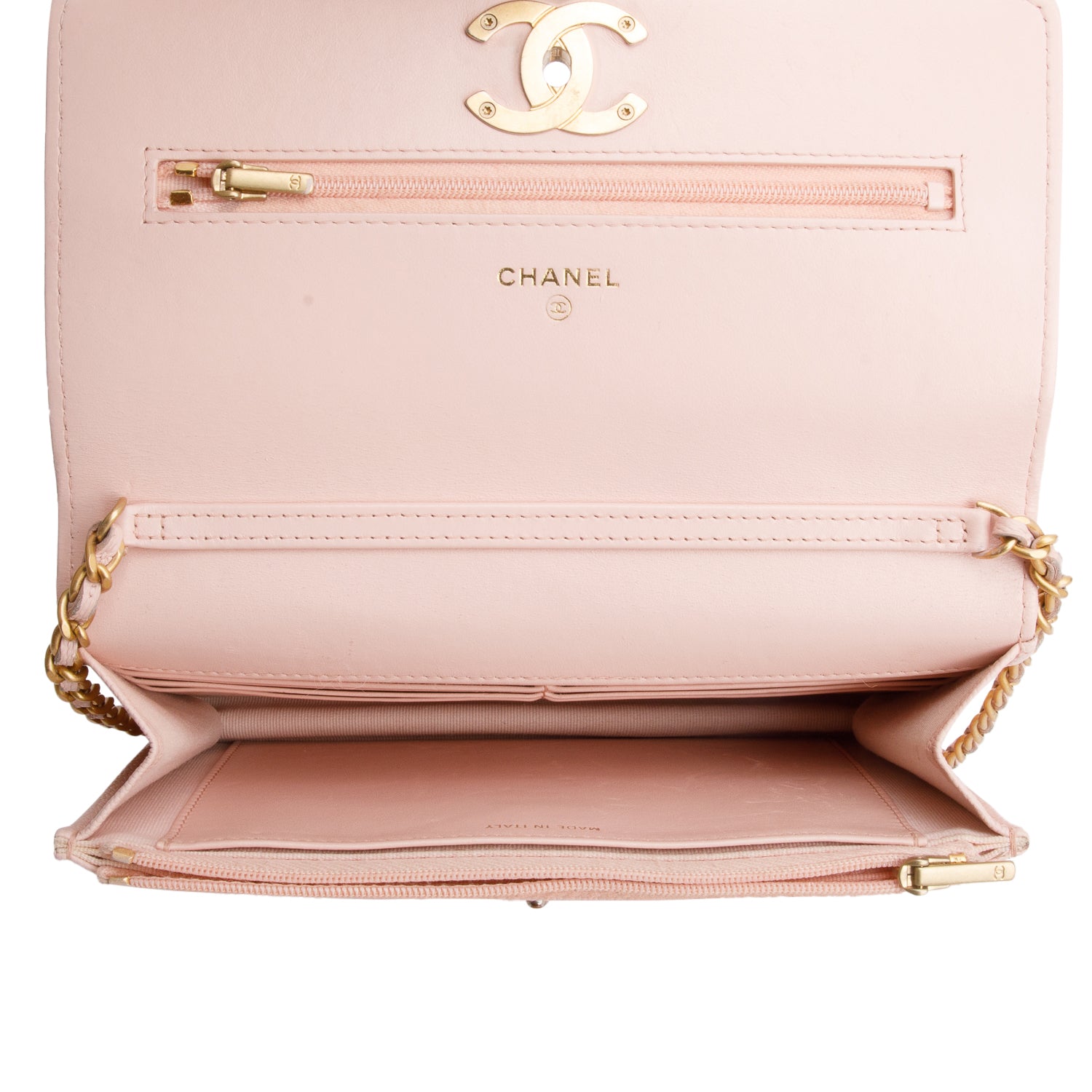 Chanel 2024 Pink Quilted Caviar Leather Camellia Classic Wallet on Chain w/ Box & Receipt