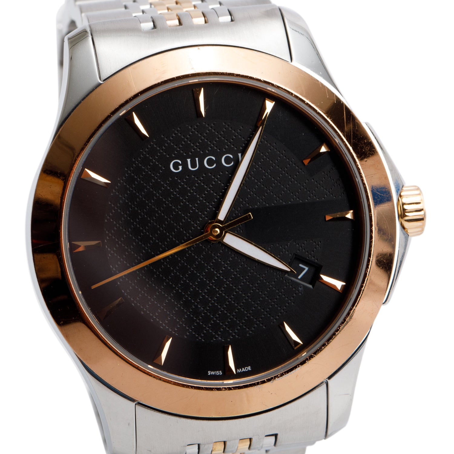 Gucci Two-Tone Stainless Steel G-Timeless 38 MM Quartz Watch Black Dial YA126410