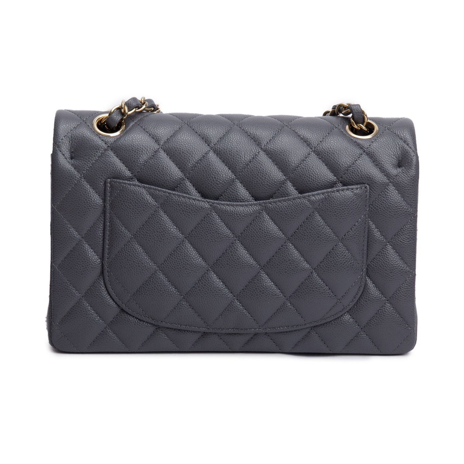 Chanel 2024 Grey Quilted Caviar Leather Classic Small Double Flap Bag w/ Box & Receipt