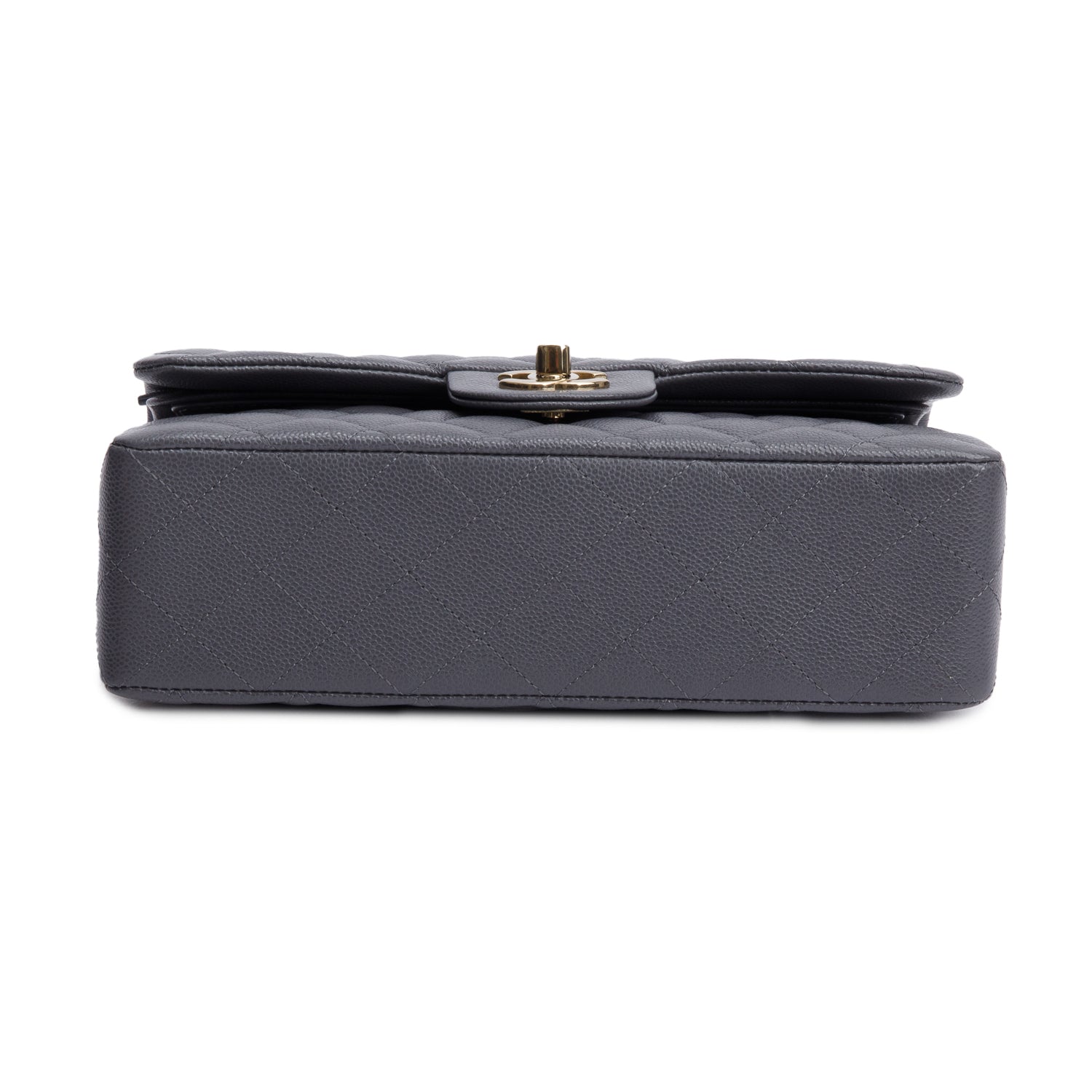 Chanel 2024 Grey Quilted Caviar Leather Classic Small Double Flap Bag w/ Box & Receipt