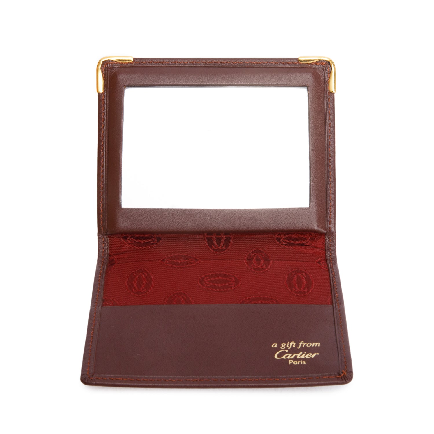 Cartier Burgundy Calfskin Leather C De Cartier Card Case w/ Box