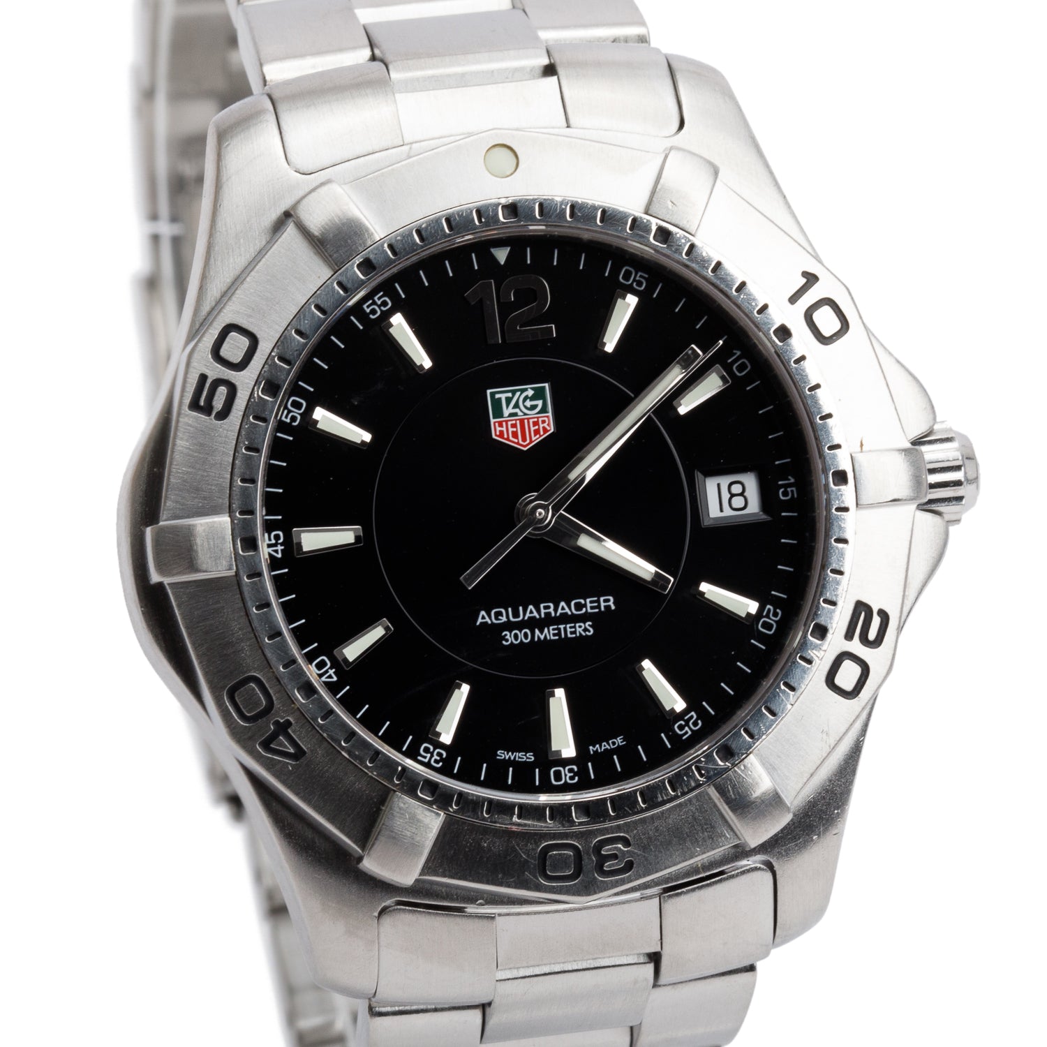 Tag Heuer Stainless Steel Aquaracer 39 MM Watch Black Dial WAF1110 w/ Box
