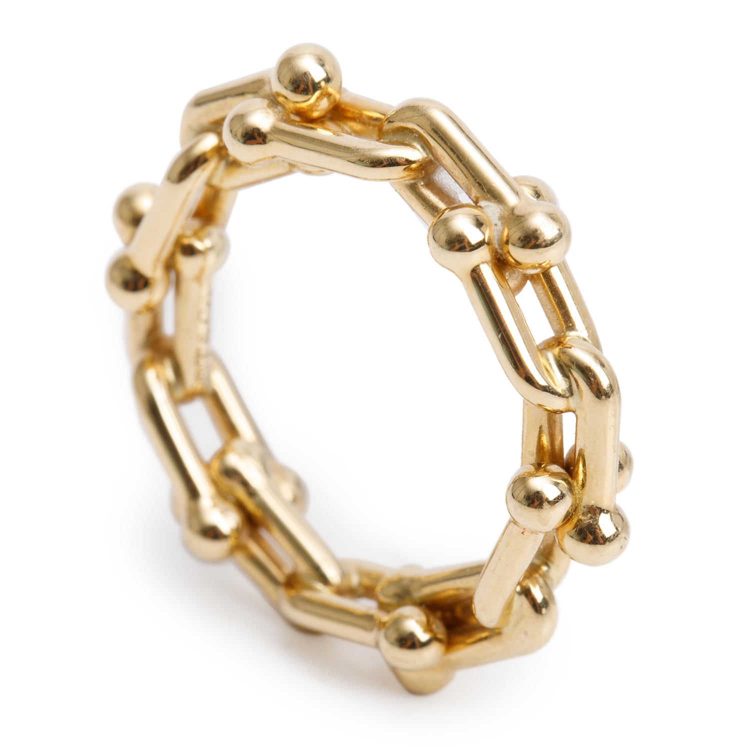 Tiffany & Co. 18k Yellow Gold HardWear Micro Link Ring, Size 4.5 w/ Box