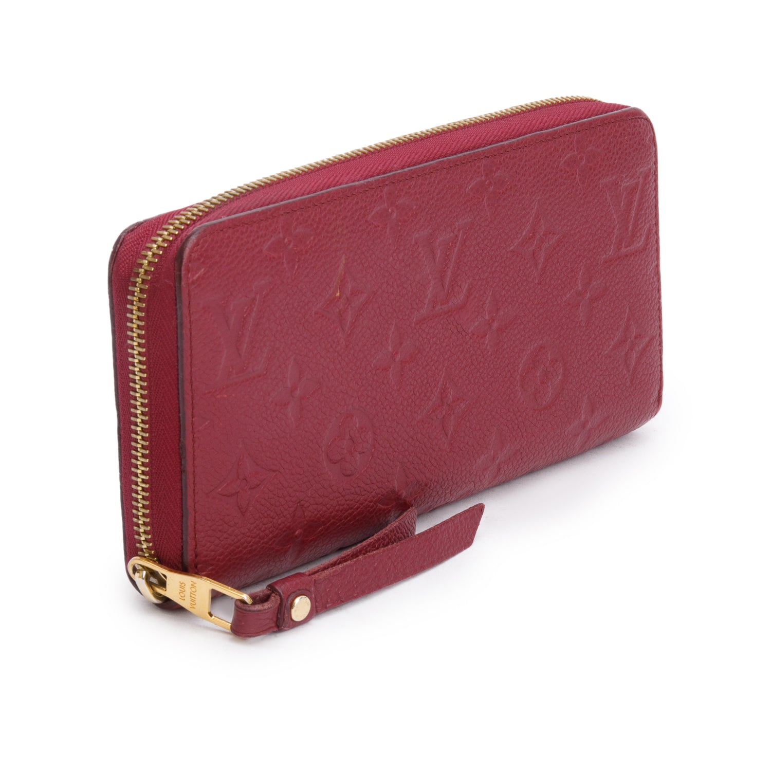 Louis Vuitton Burgundy Monogram Empreinte Leather Zippy Wallet w/ Box