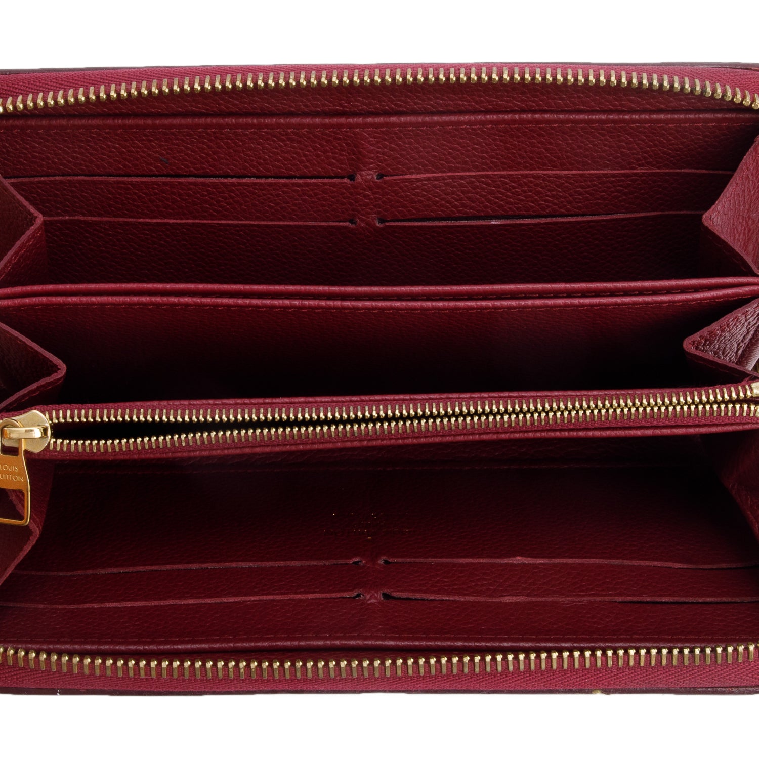 Louis Vuitton Burgundy Monogram Empreinte Leather Zippy Wallet w/ Box