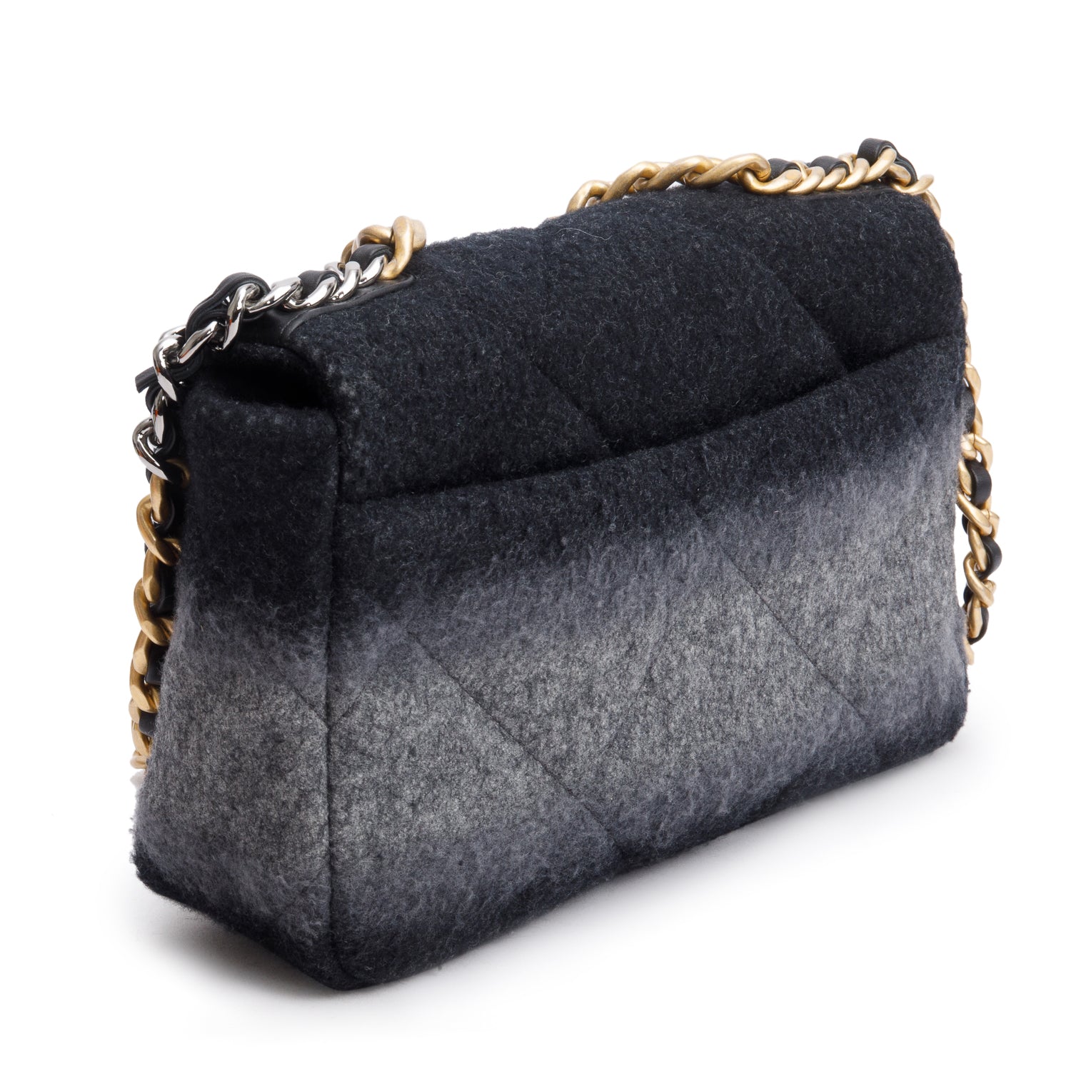 Chanel 2021 Black & Grey Wool Medium 19 Flap Bag w/ Box & Receipt