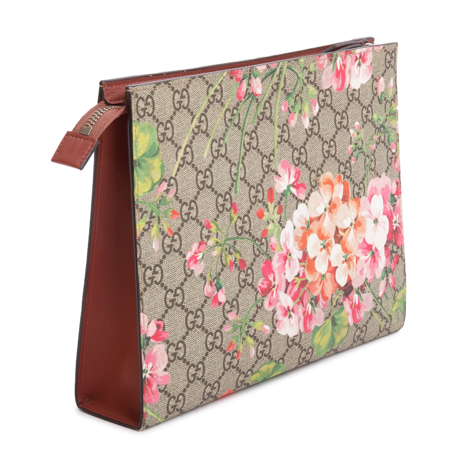 Gucci GG Supreme Blooms Large Cosmetics Zip Pouch w/ Box