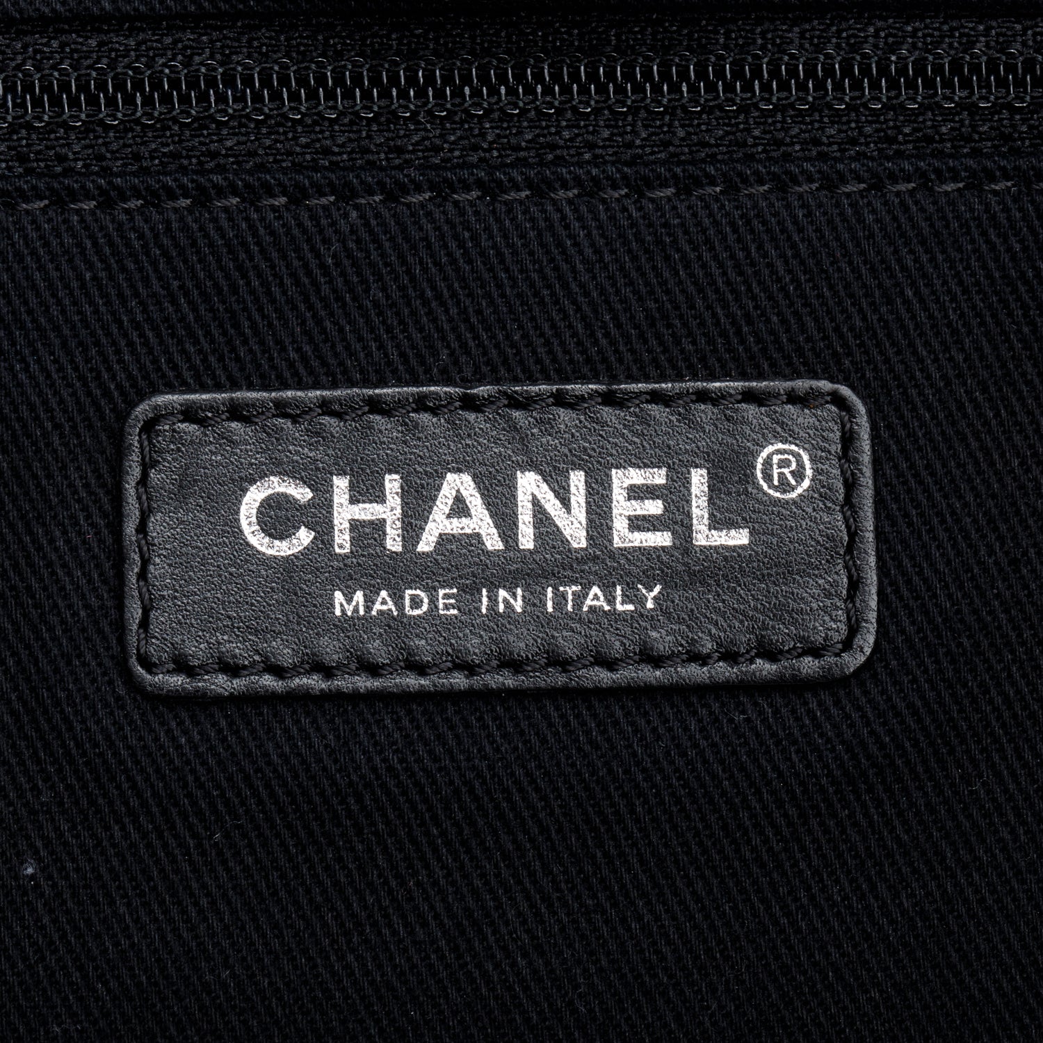 Chanel Grey Canvas Black Calfskin Leather Trim Medium Deauville Shopping Tote w/ Authenticity Card