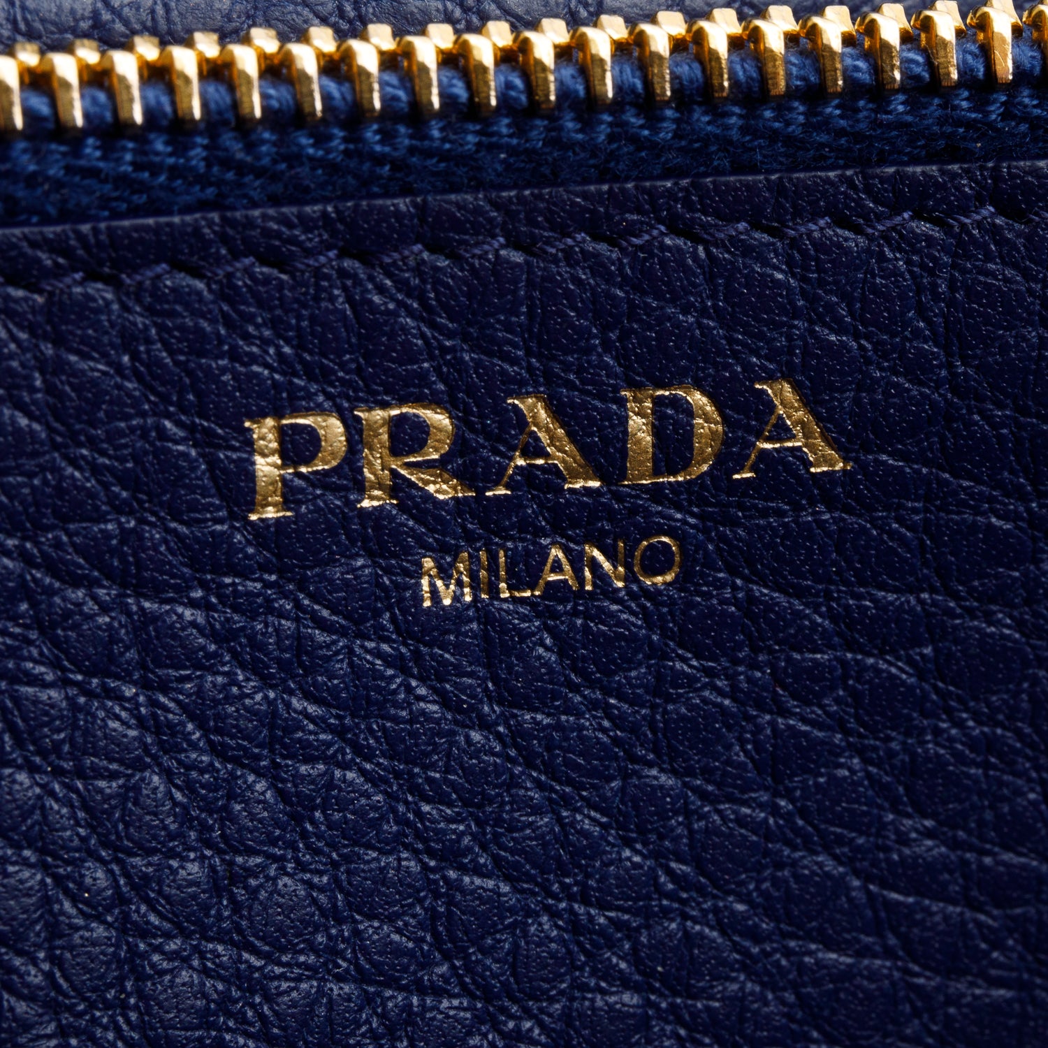 Prada Blue Vitello Daino Continental Wallet on Chain