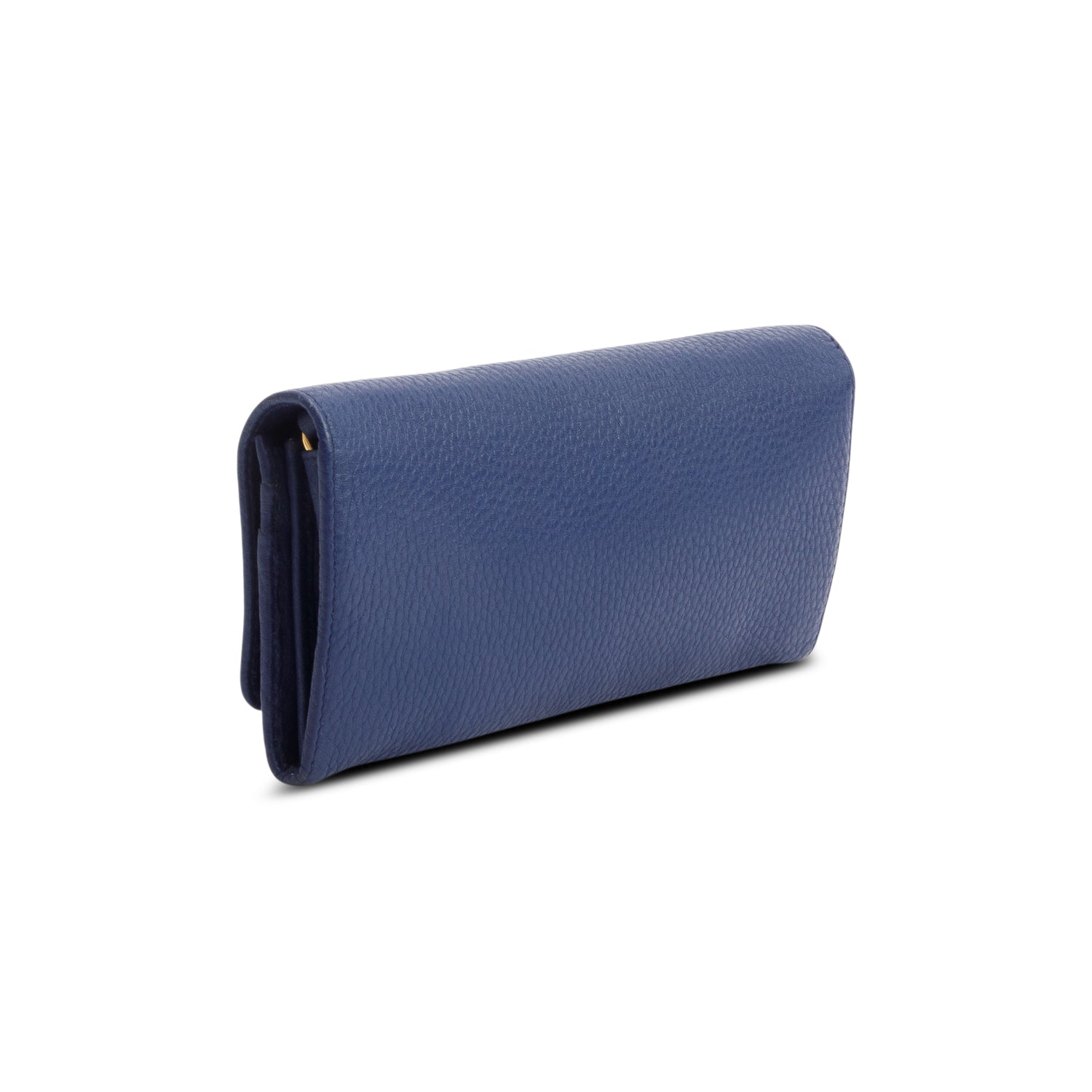 Prada Blue Vitello Daino Continental Wallet on Chain