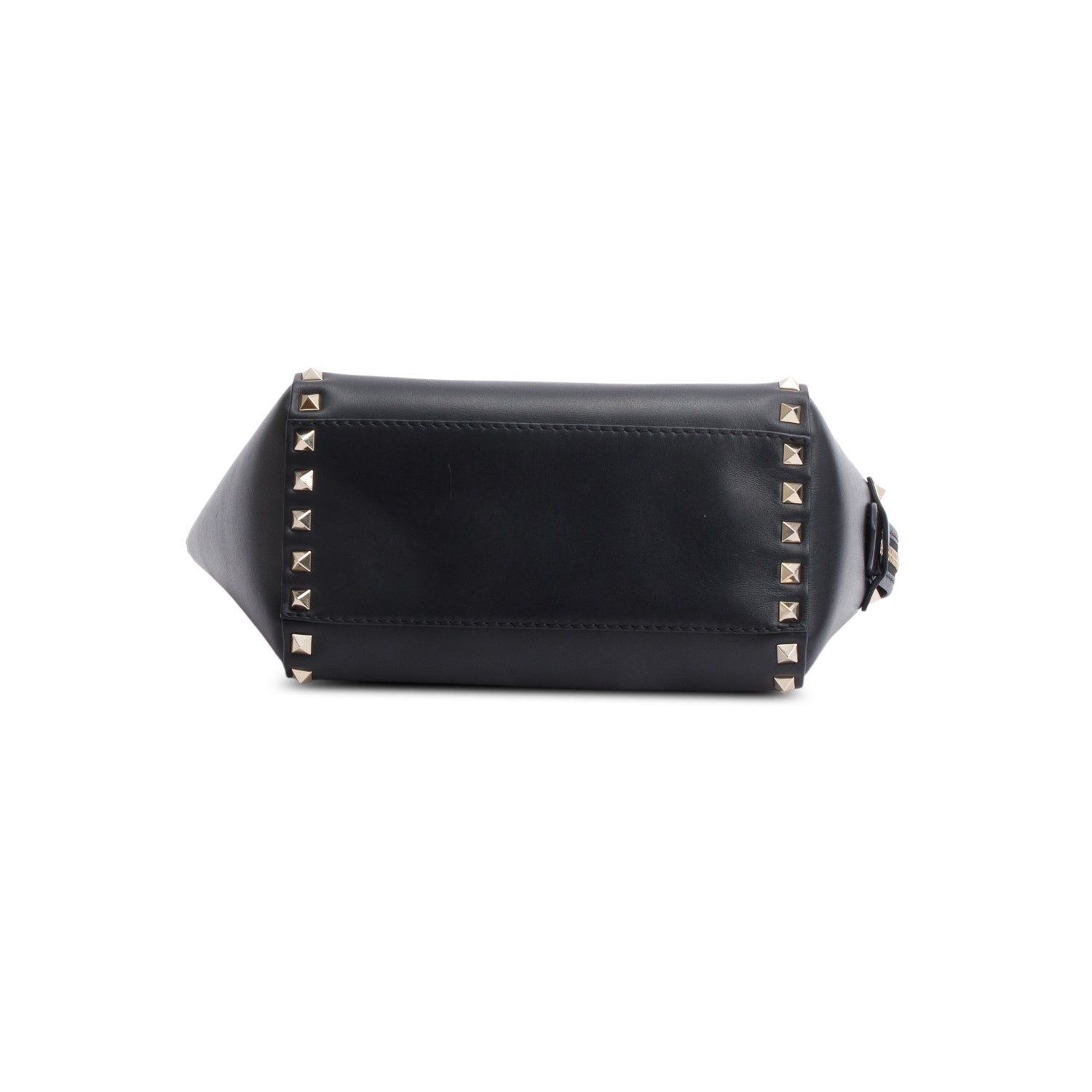 Valentino Black Smooth Leather Mini Rockstud Double Handle Tote w/ Strap