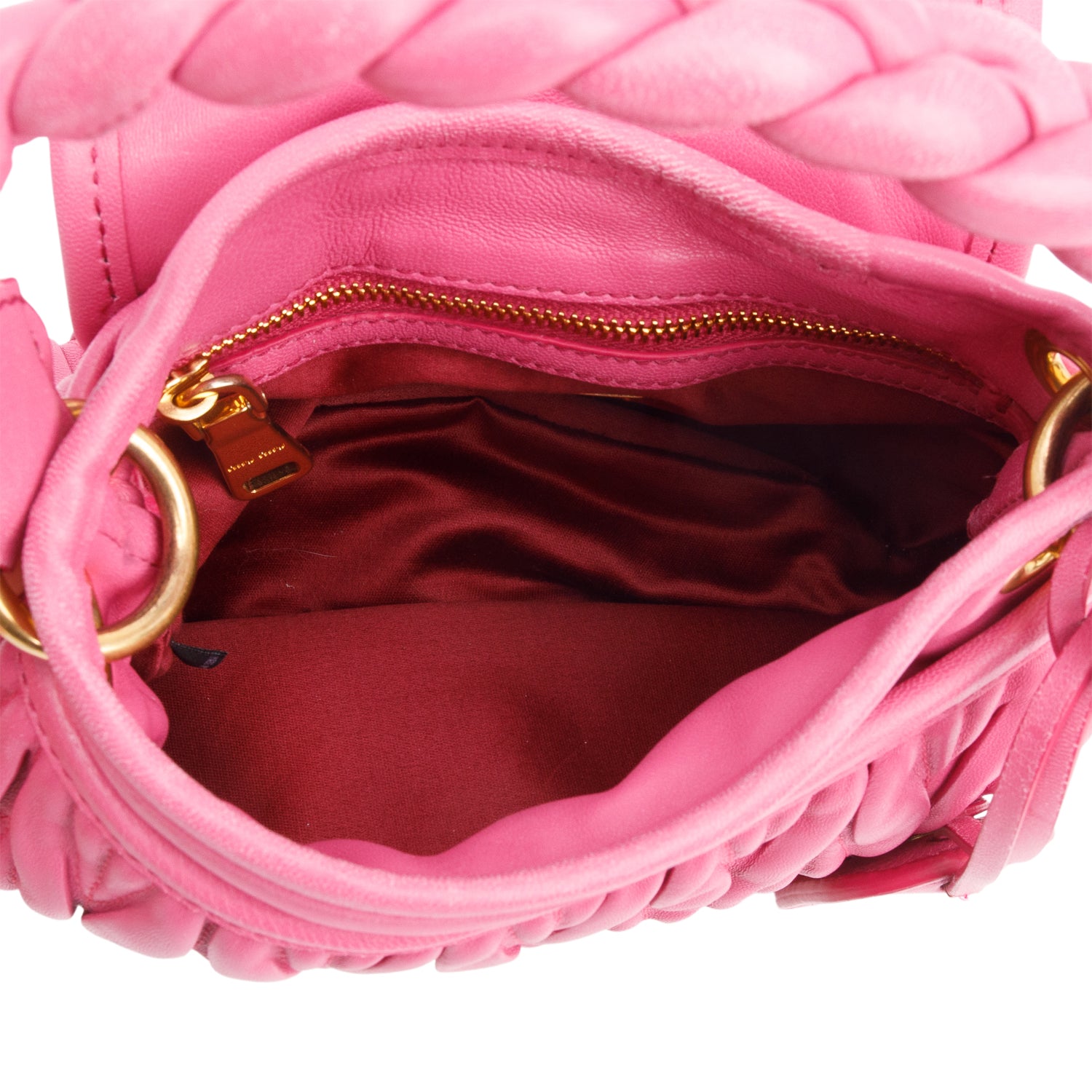 Miu Miu Pink Nappa Matelasse Leather Mini Coffer Bag w/ Strap & authenticity card