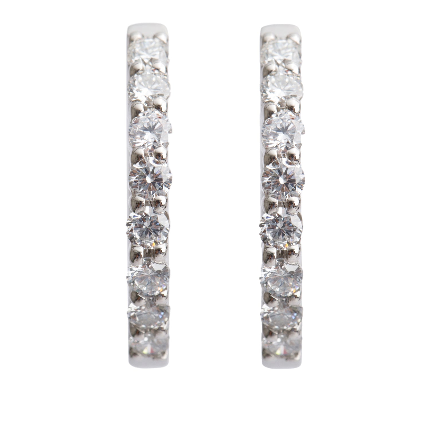 14k White Gold Diamond Huggie Earrings