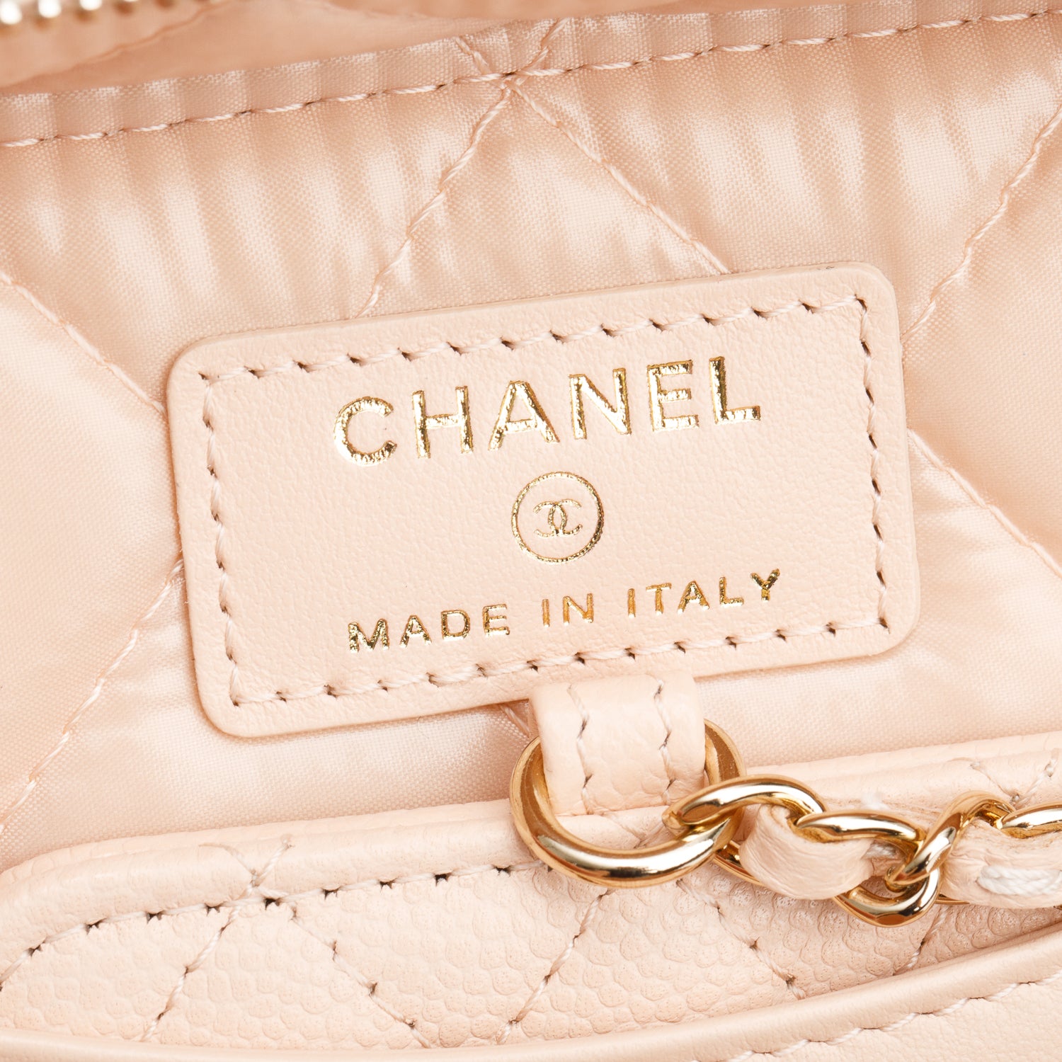 Chanel 2023 Beige Quilted Caviar Leather Large Vanity Top Handle w/ Box & Receipt