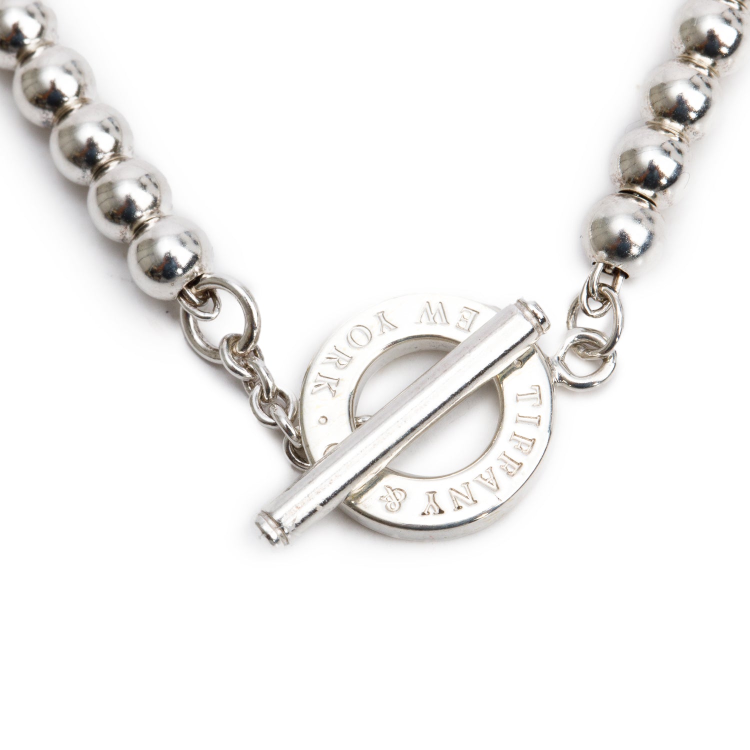 Tiffany & Co. Sterling Silver 4 MM Bead Toggle Necklace