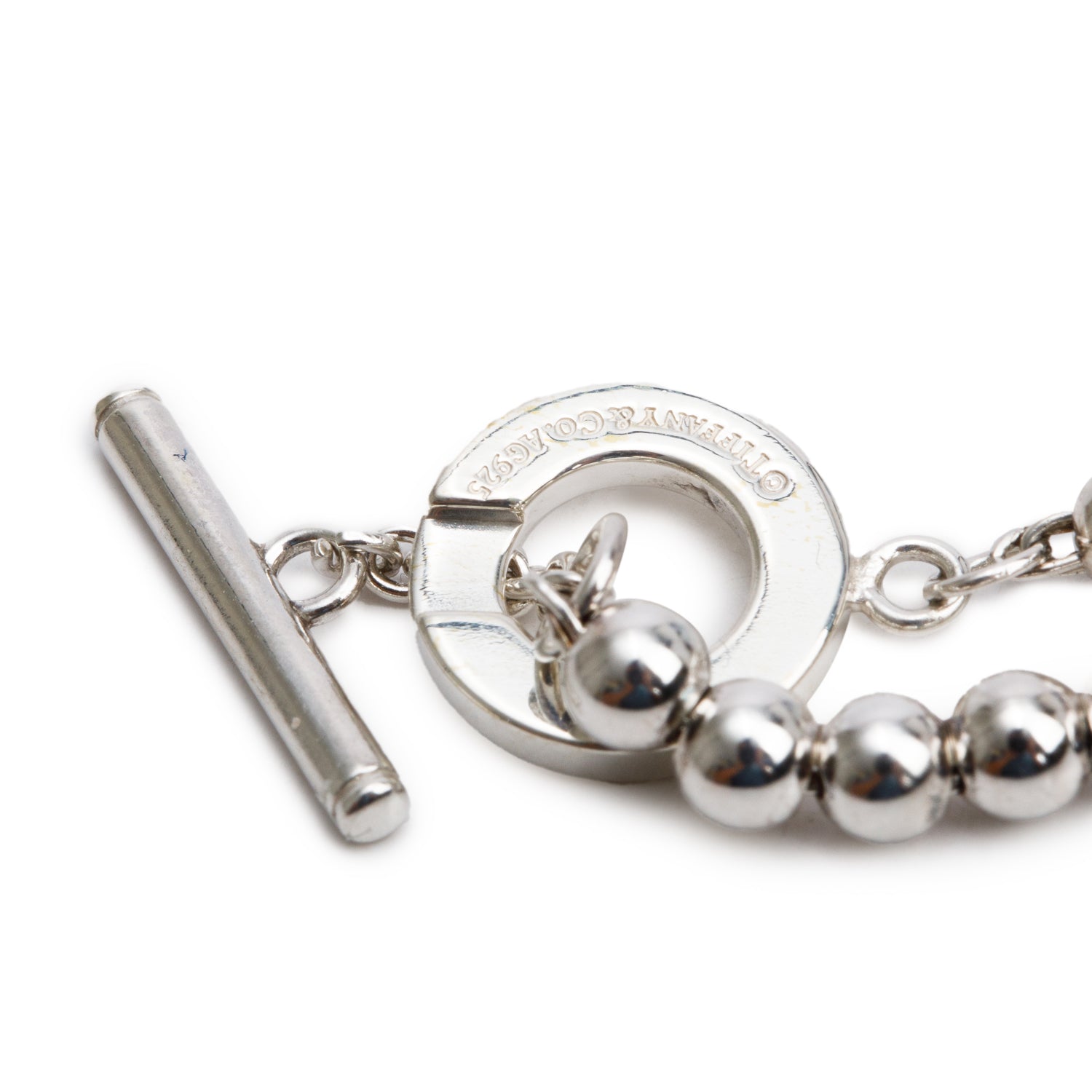 Tiffany & Co. Sterling Silver 4 MM Bead Toggle Necklace