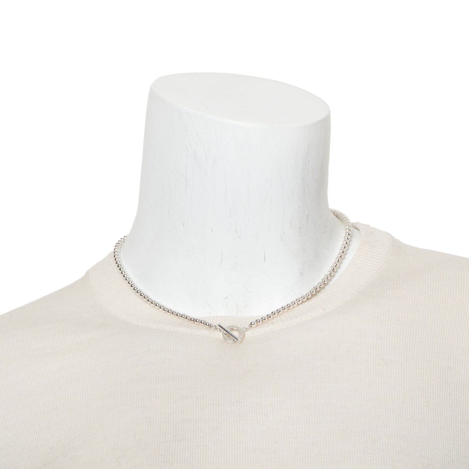 Tiffany & Co. Sterling Silver 4 MM Bead Toggle Necklace
