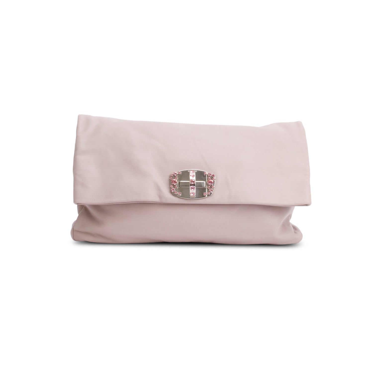 Miu Miu Purple Nappa Leather Crystal Fold Over Clutch