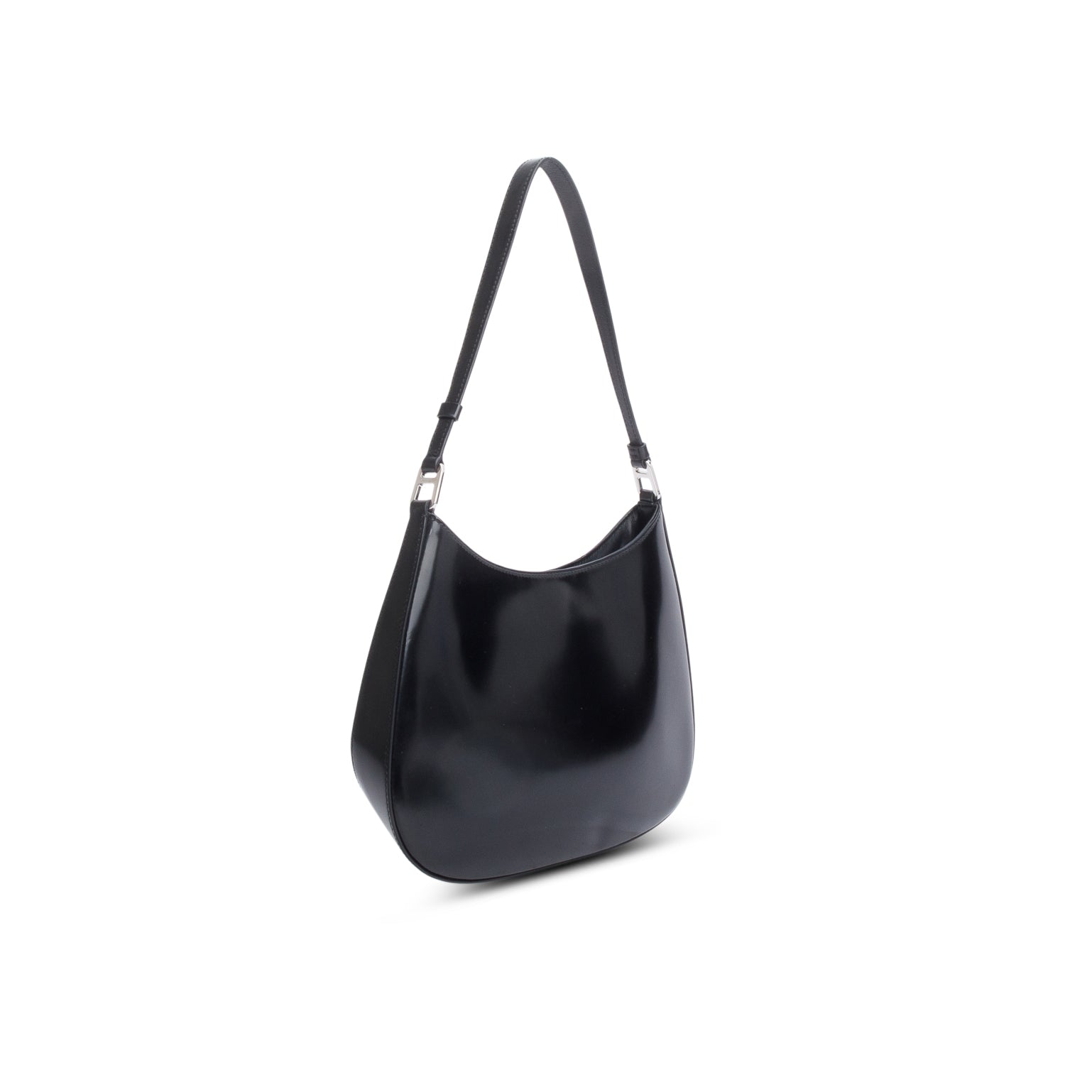 Prada Black Patent Leather Spazzolato Cleo Shoulder Bag