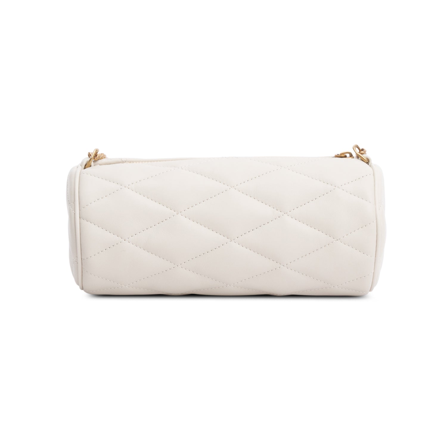 Saint Laurent 2022 Ivory Quilted Lambskin Leather Mini Sade Tube Bag