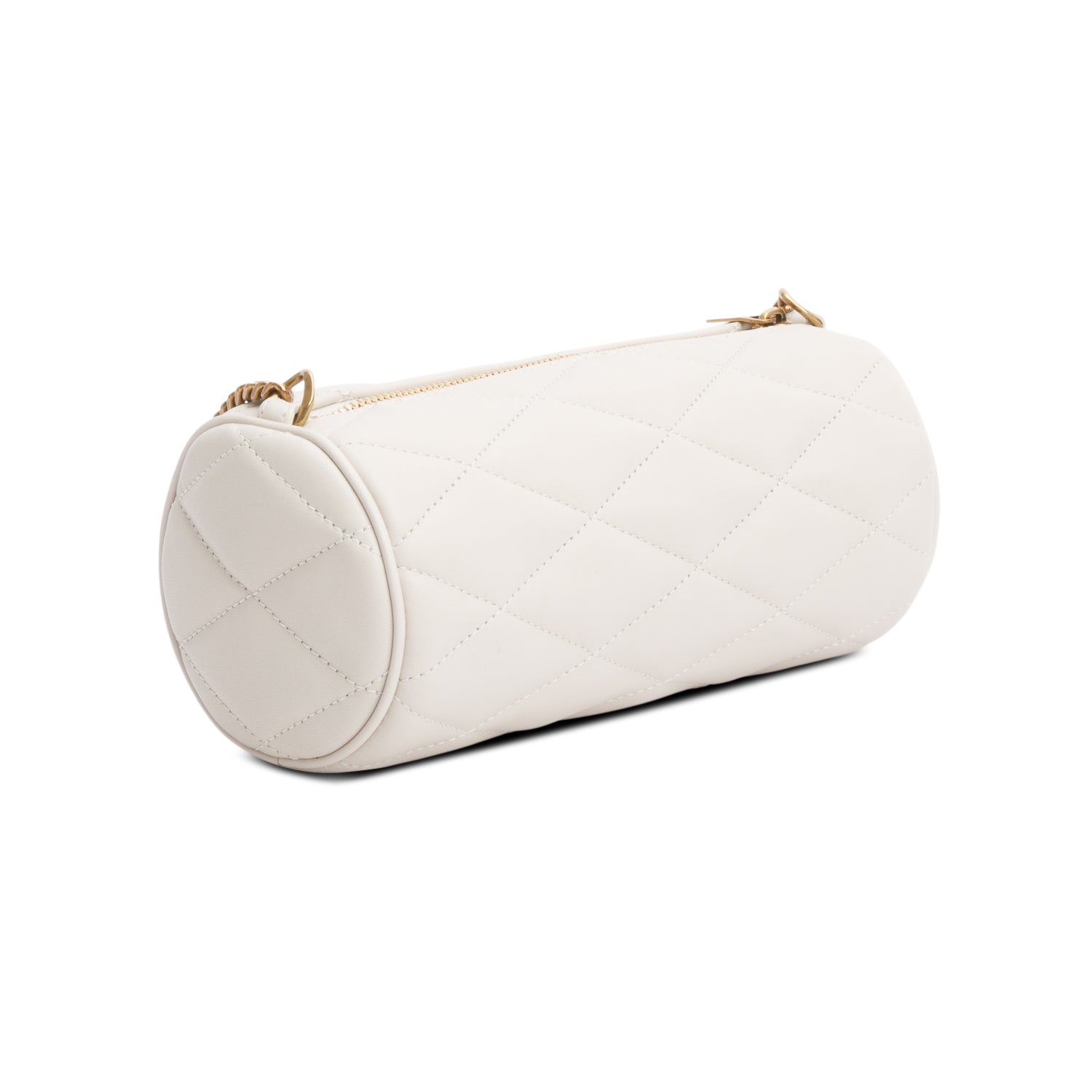 Saint Laurent 2022 Ivory Quilted Lambskin Leather Mini Sade Tube Bag