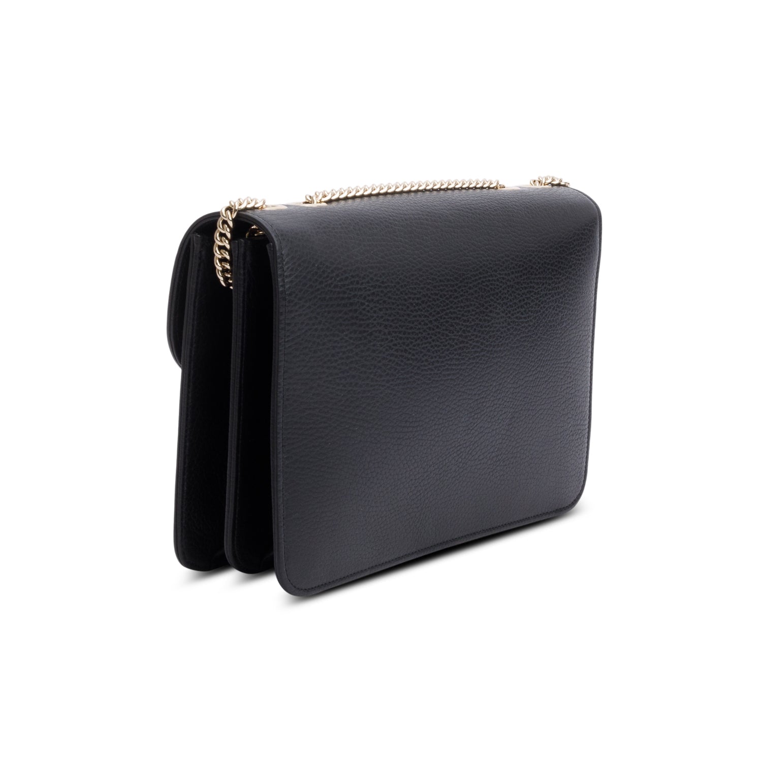 Gucci Black Calfskin Leather Medium Dollar Interlocking GG Shoulder Bag