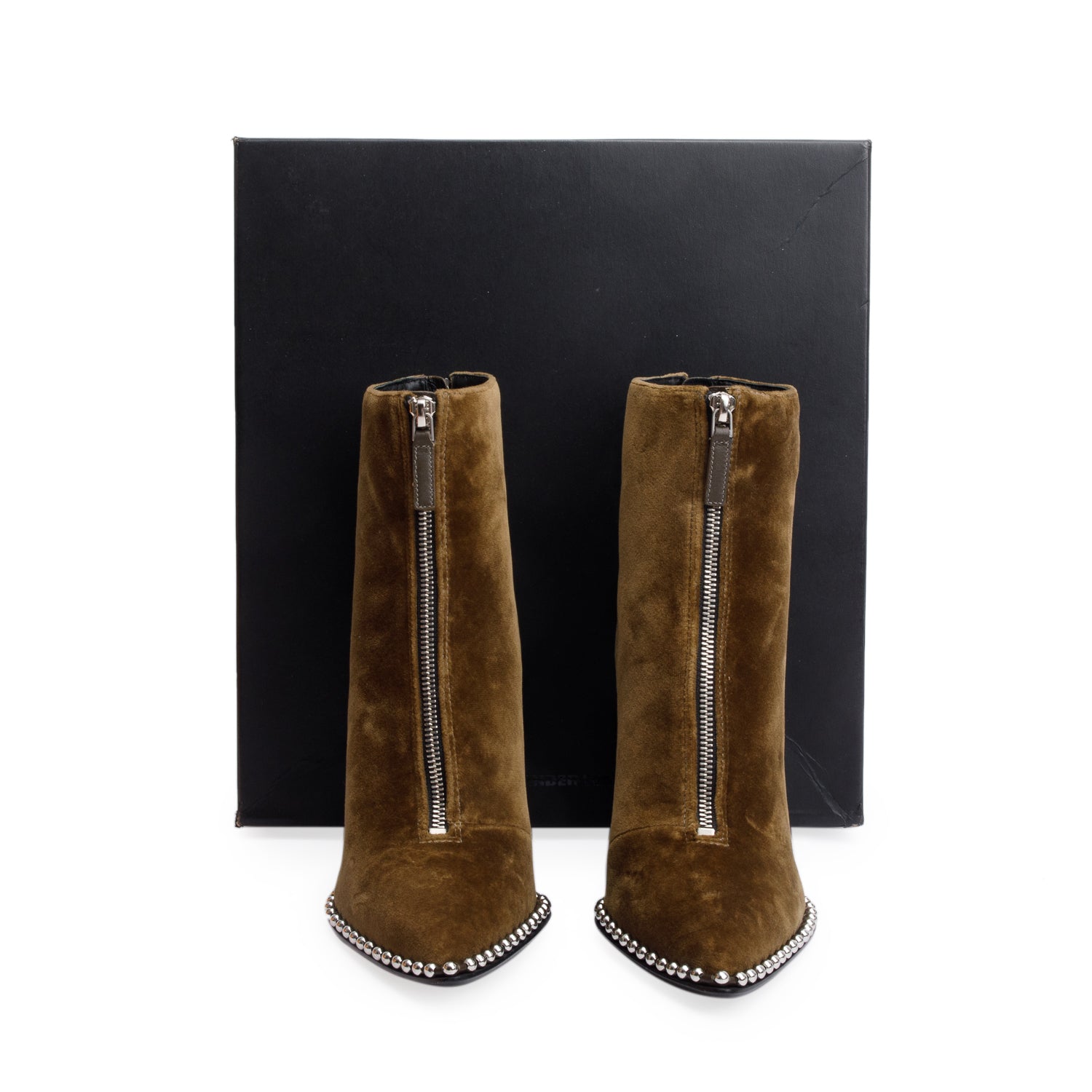 Alexander Wang Green Vevet Studded Accent Ankle Boot, Size 39.5 w/ Box