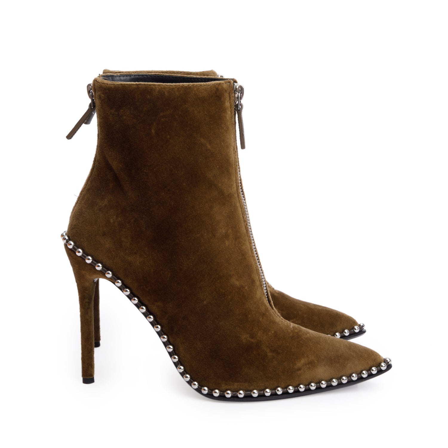 Alexander Wang Green Vevet Studded Accent Ankle Boot, Size 39.5 w/ Box