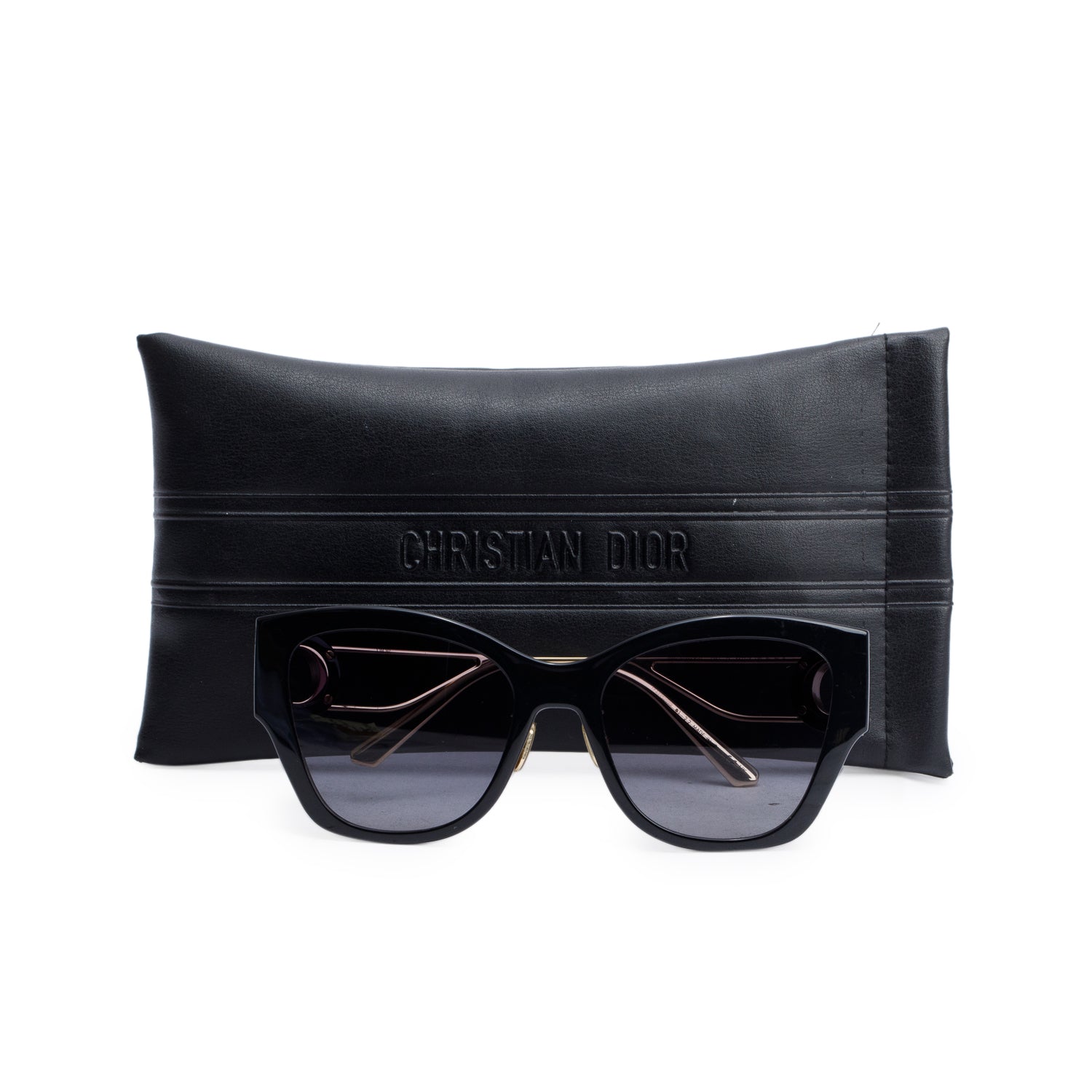 Christian Dior Black Acetate 30montaigne B2U Butterfly Sunglasses w/ Case