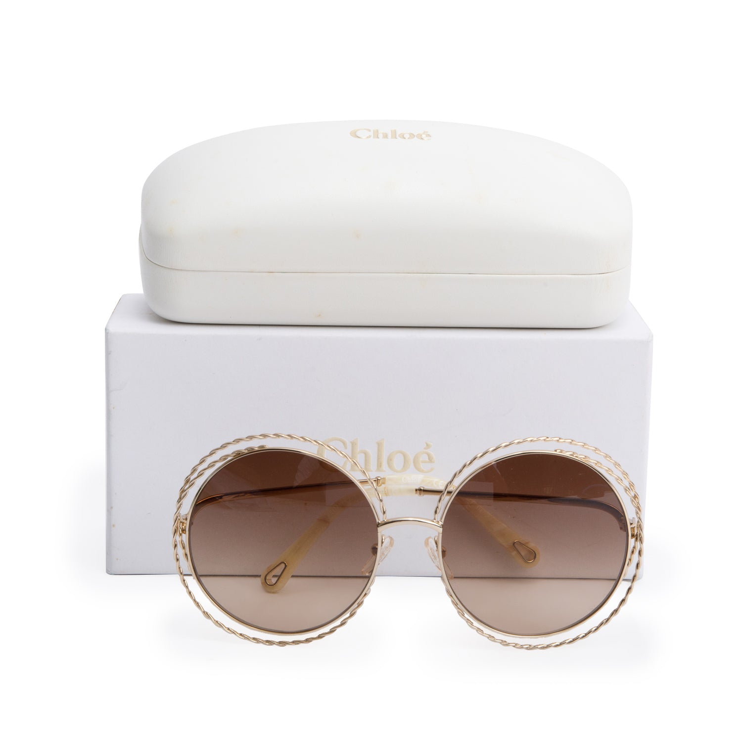 Chloe CE114T Petrol Round Gradient Cut-Out Sunglasses w/Box, Case & Authenticity Card