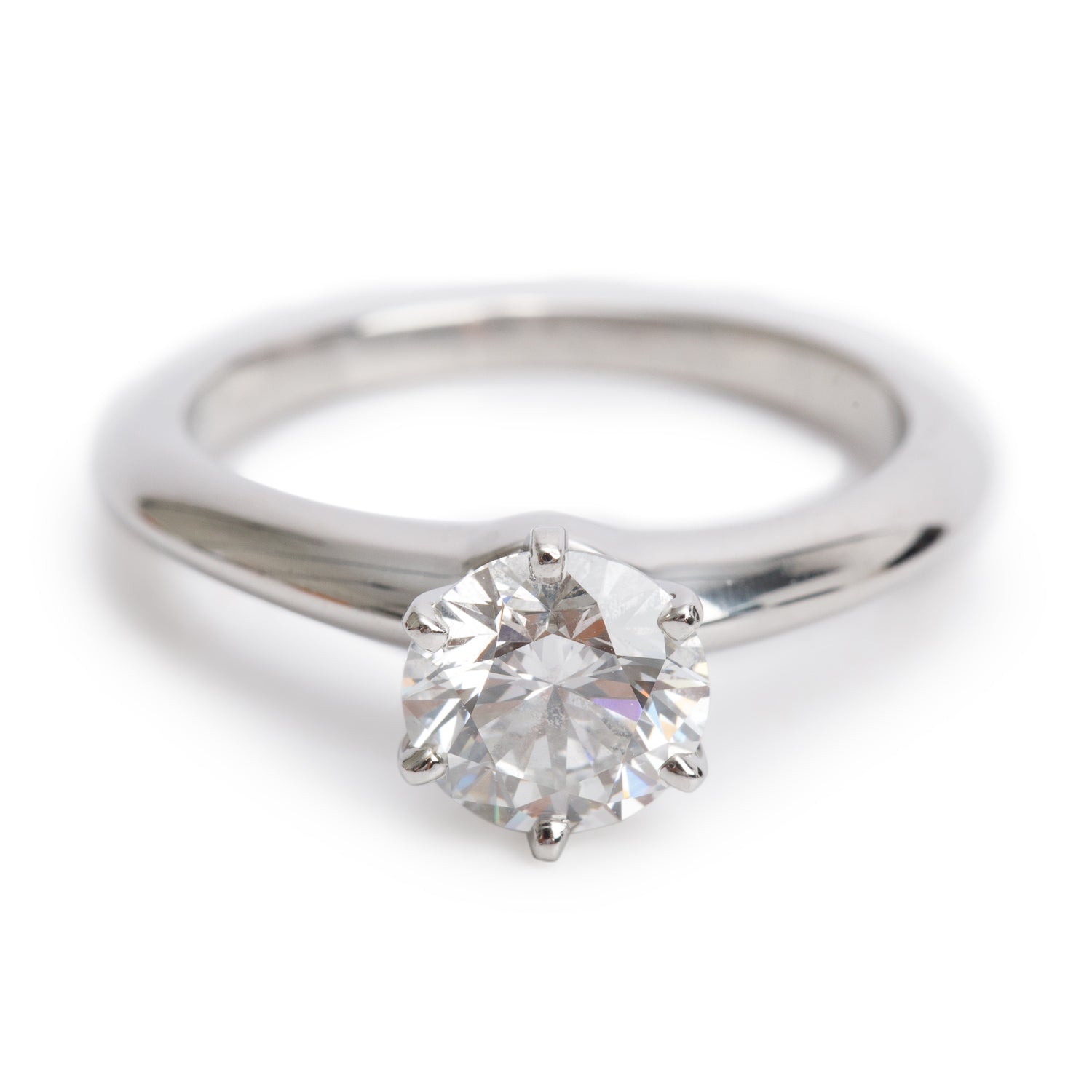 Tiffany & Co. Platinum 1.33 ct. Diamond Solitaire Engagement Ring, Size 6.75 w/ Box