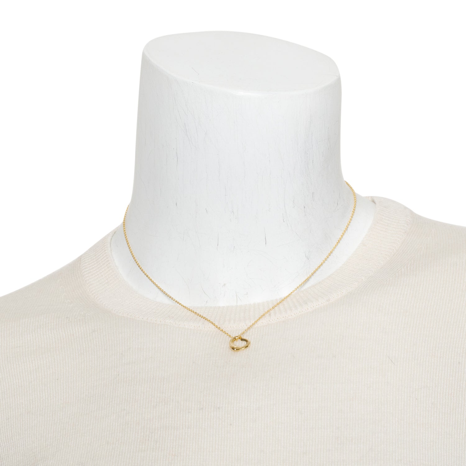 Tiffany & Co. Elsa Peretti 18k Yellow Gold 11 MM Open Heart Pendant Necklace w/ Box
