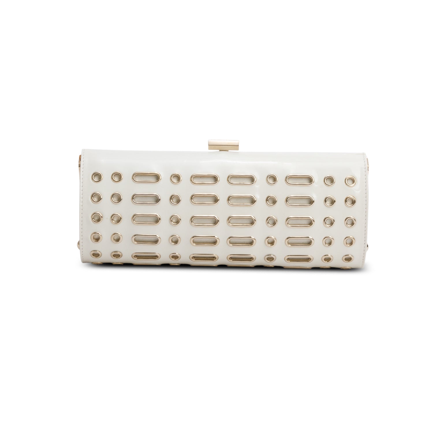 Jimmy Choo White Patent Leather Grommet Clutch w/ Dustbag