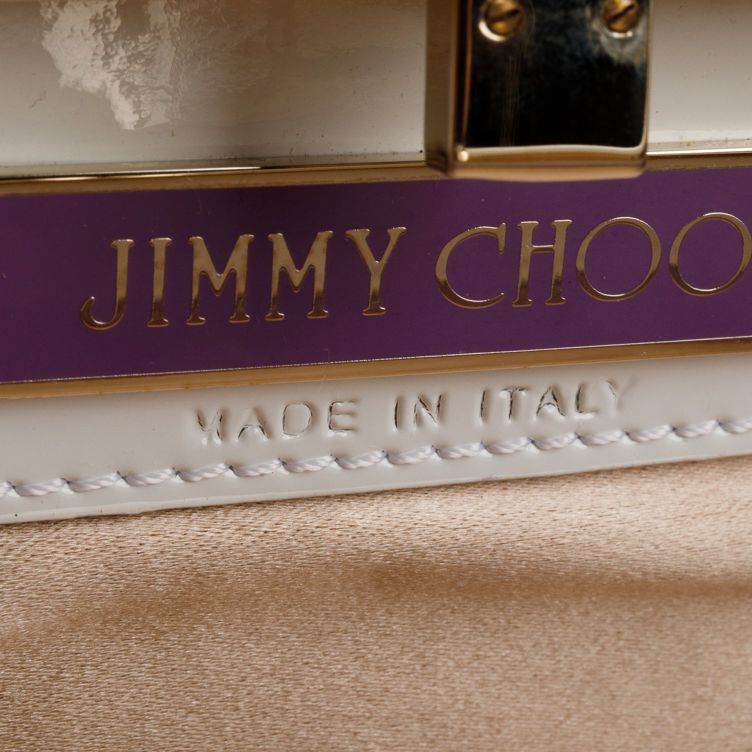Jimmy Choo White Patent Leather Grommet Clutch w/ Dustbag