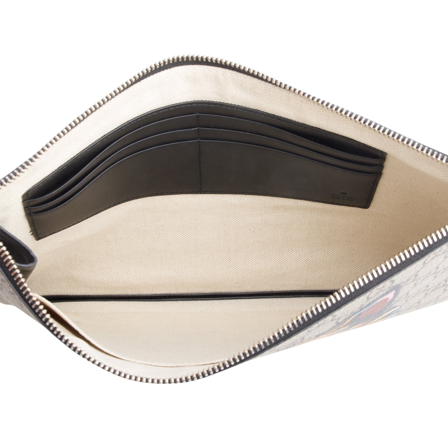 Gucci GG Supreme Monogram Angry Cat Zip Wristlet Pouch w/ Box