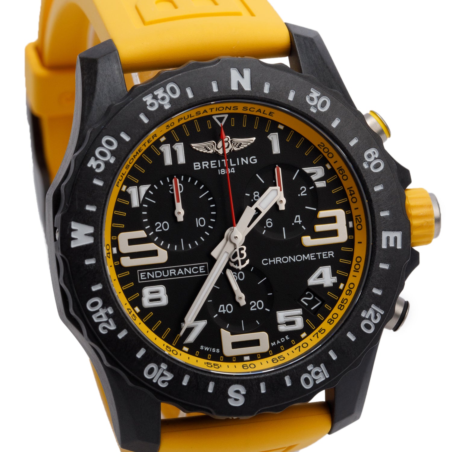 Breitling Breitlight Black Polymer Endurance Pro 44MM Watch Yellow X82310 w/ Box & Papers