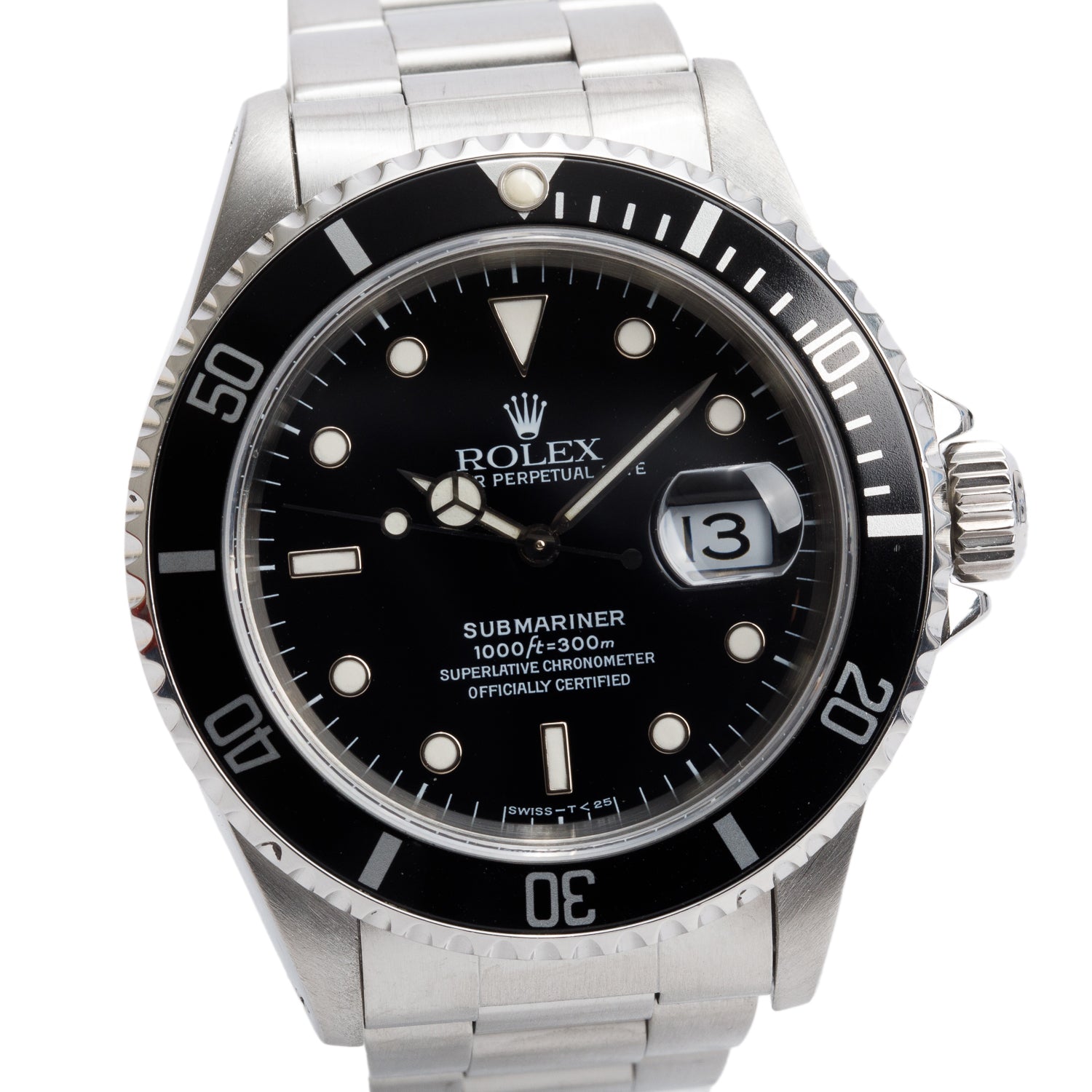 Rolex Stainless Steel Submariner Date 40 MM Watch Black Dial 16610 w/ Box & Papers