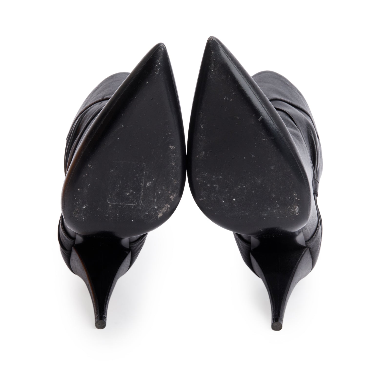 Saint Laurent Black Calf Leather Santiago Russo Kiki 100 Booties, Size 36.5 w/ Box