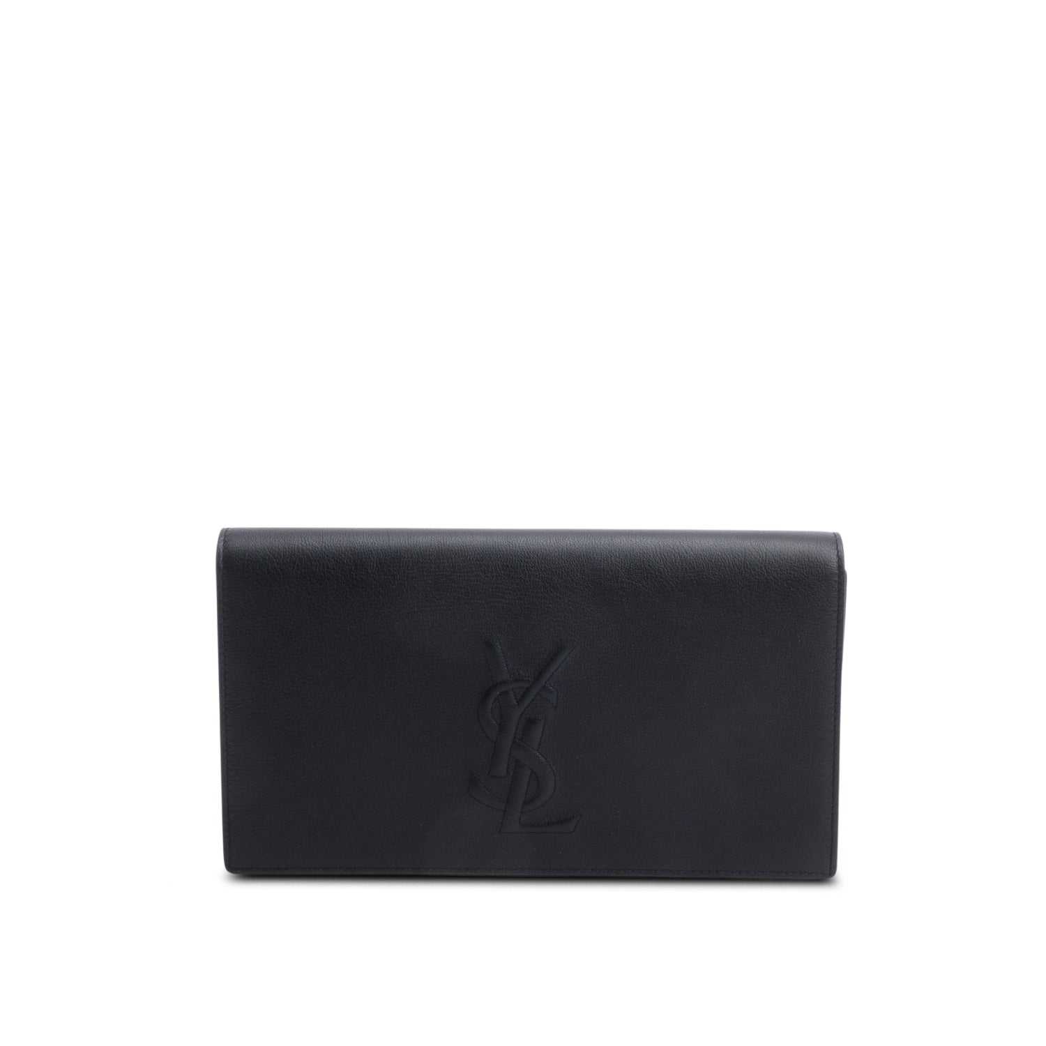 Saint Laurent Black Leather Large Belle de Jour Clutch