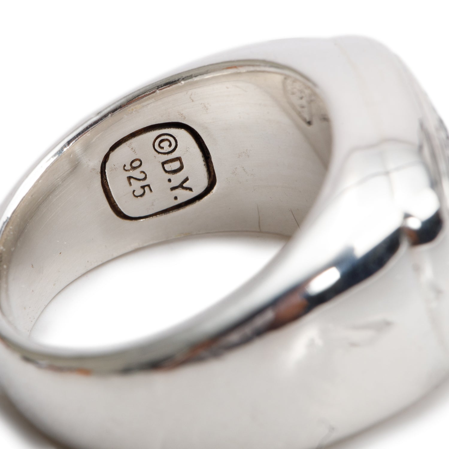 David Yurman Sterling Silver Black Diamond Streamline Signet Ring, Size 9.25