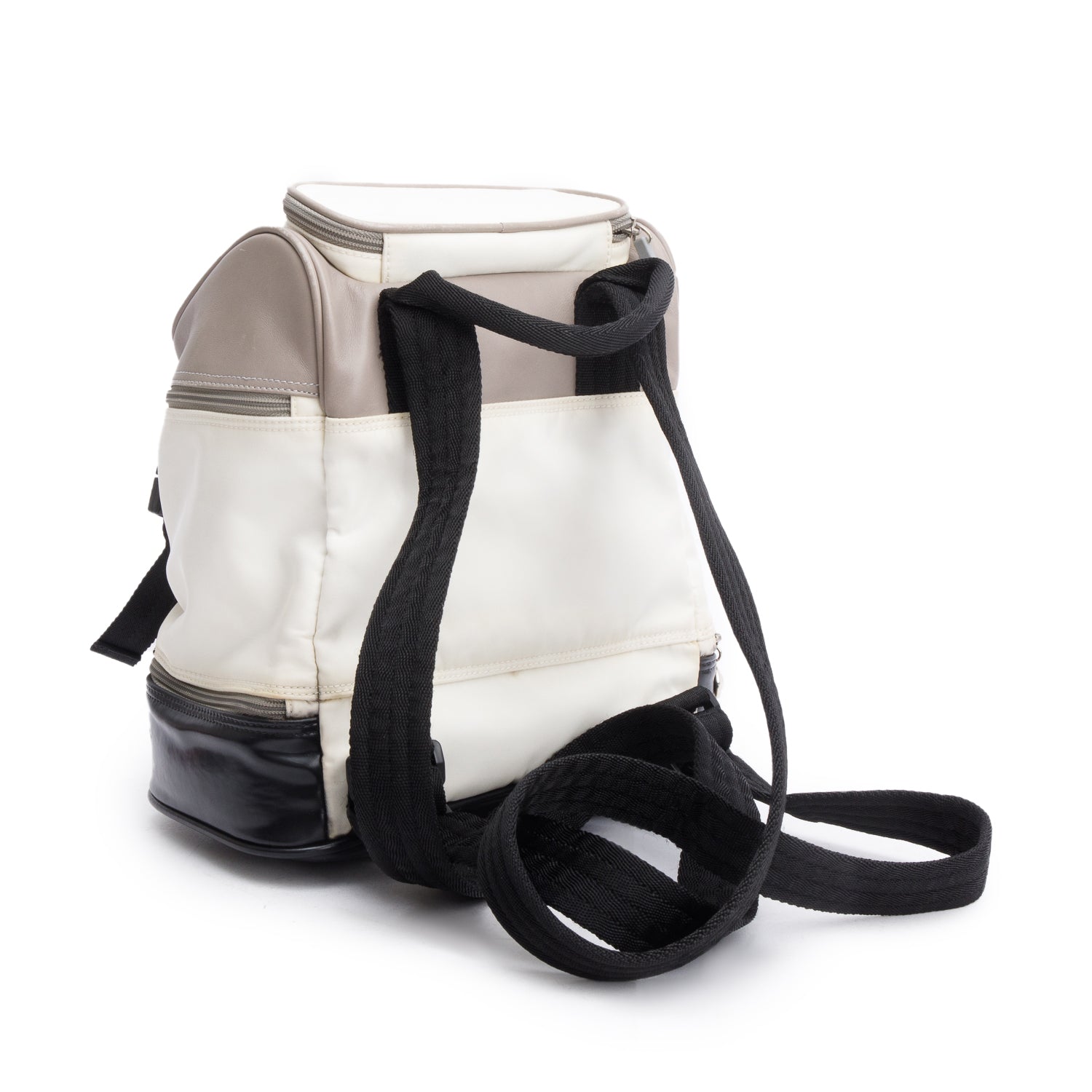 Chanel White Nylon Black /Grey Leather Trim Sport Ligne Tiered Backpack