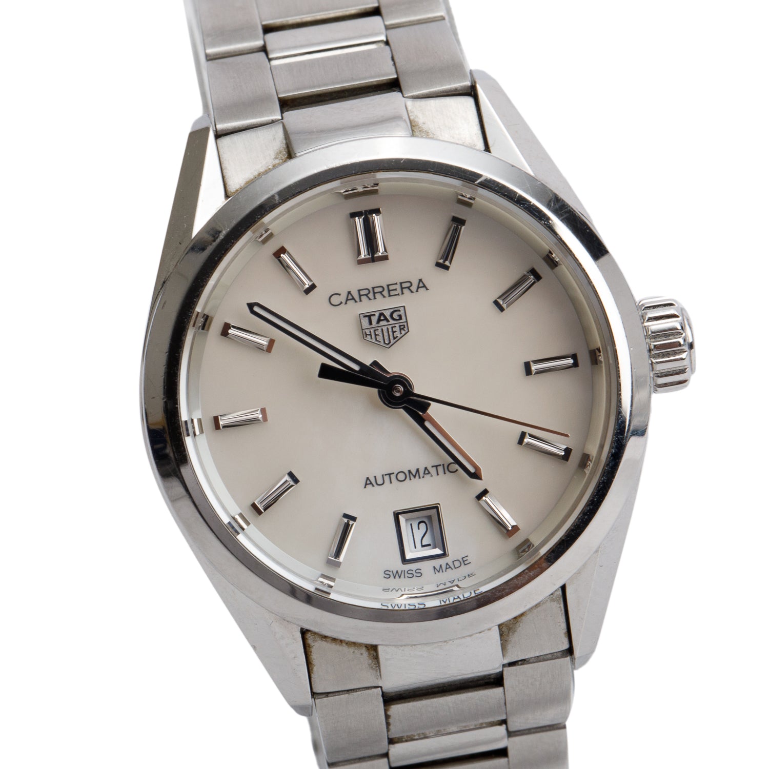 Tag Heuer 2022 Stainless Steel Carrera Date 29 MM Automatic Watch Mother of Pearl Dial WBN2410 w/ Box & Papers