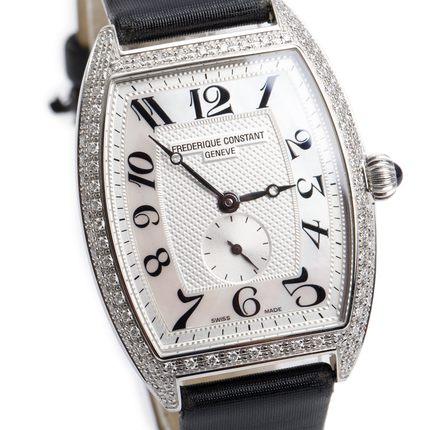 Frederique Constant Stainless Steel Diamond Bezel Art Deco 30 MM Quartz Watch