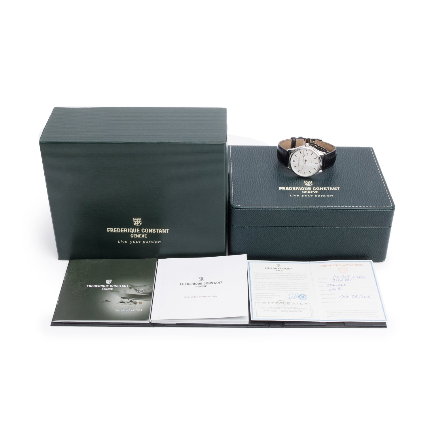 Frederique Constant Stainless Steel Classic 40 MM Automatic Watch Silver Dial w/ Box & Papers