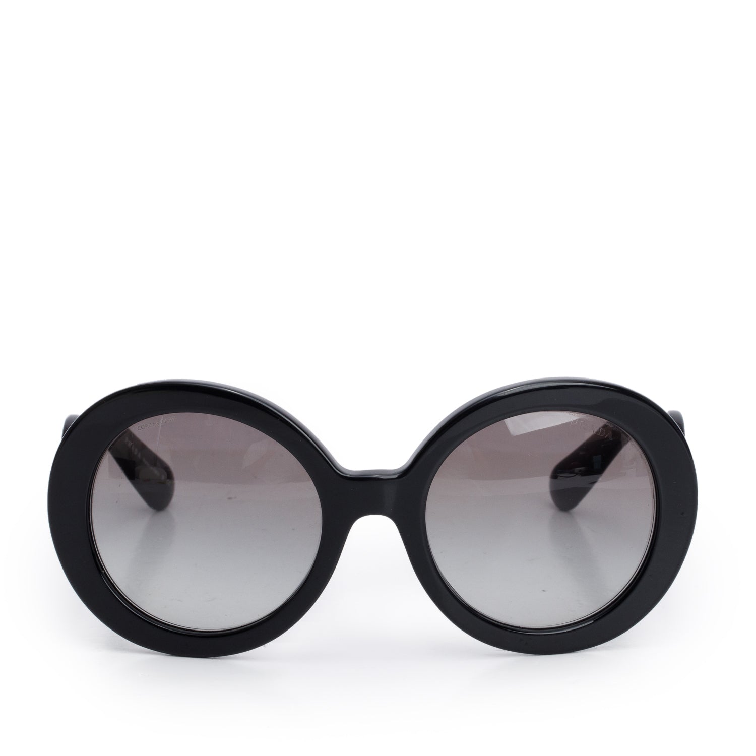 Prada SPR27N Black Acetate Classic Spiral Sunglasses w/ Case